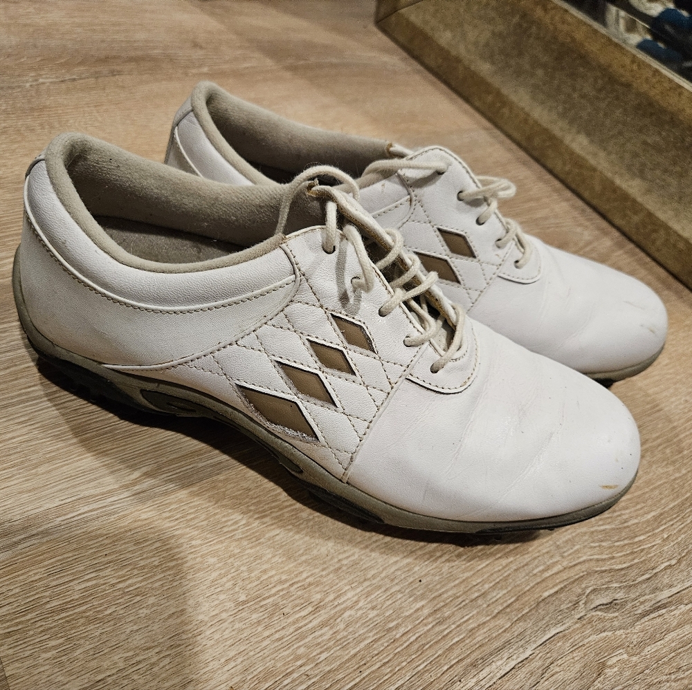 White Leather Golf Shoes